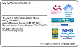 Autism Alert Card- Back Autism Alert Card- Back